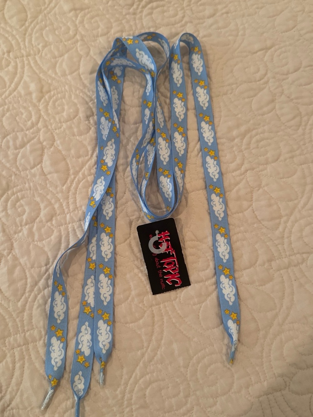 Hot Topic Blue with clouds and stars shoe laces